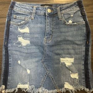 Vervet High Waisted Distressed Jean Skirt